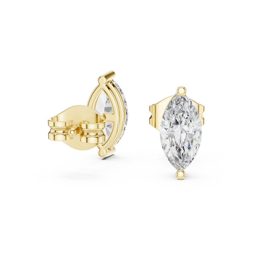 Navetine Marquise Cut Solitaire Lab Grown Diamond Stud Earrings