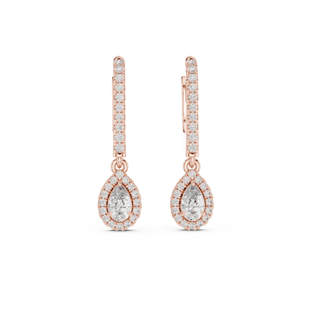 Funkelnde Diamant-Gold-Creolen | Ohrringe mit Blumenmuster
