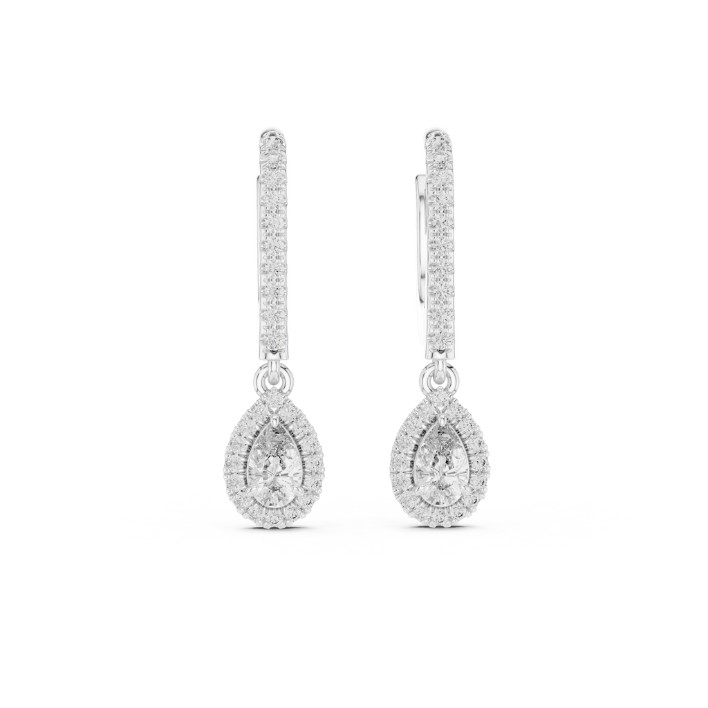 Funkelnde Diamant-Gold-Creolen | Ohrringe mit Blumenmuster