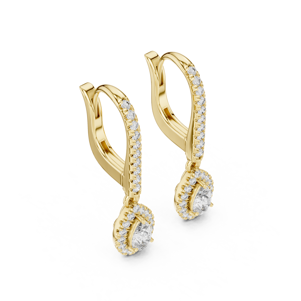 Funkelnde Diamant-Gold-Creolen | Ohrringe mit Blumenmuster