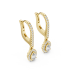Funkelnde Diamant-Gold-Creolen | Ohrringe mit Blumenmuster