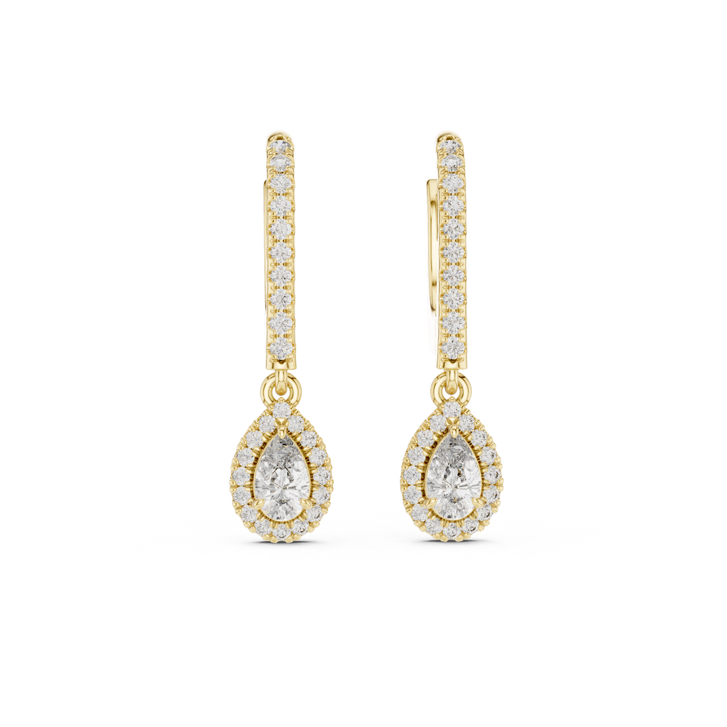 Funkelnde Diamant-Gold-Creolen | Ohrringe mit Blumenmuster