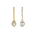 Funkelnde Diamant-Gold-Creolen | Ohrringe mit Blumenmuster