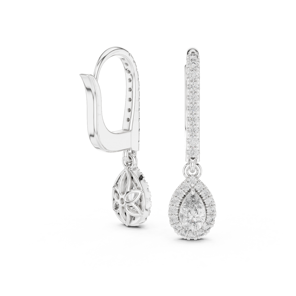 Funkelnde Diamant-Gold-Creolen | Ohrringe mit Blumenmuster