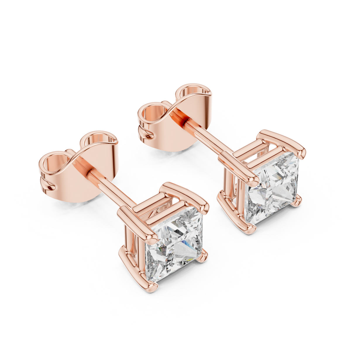 Sloane Princess Cut Lab Grown Diamond Solitaire Stud Earrings