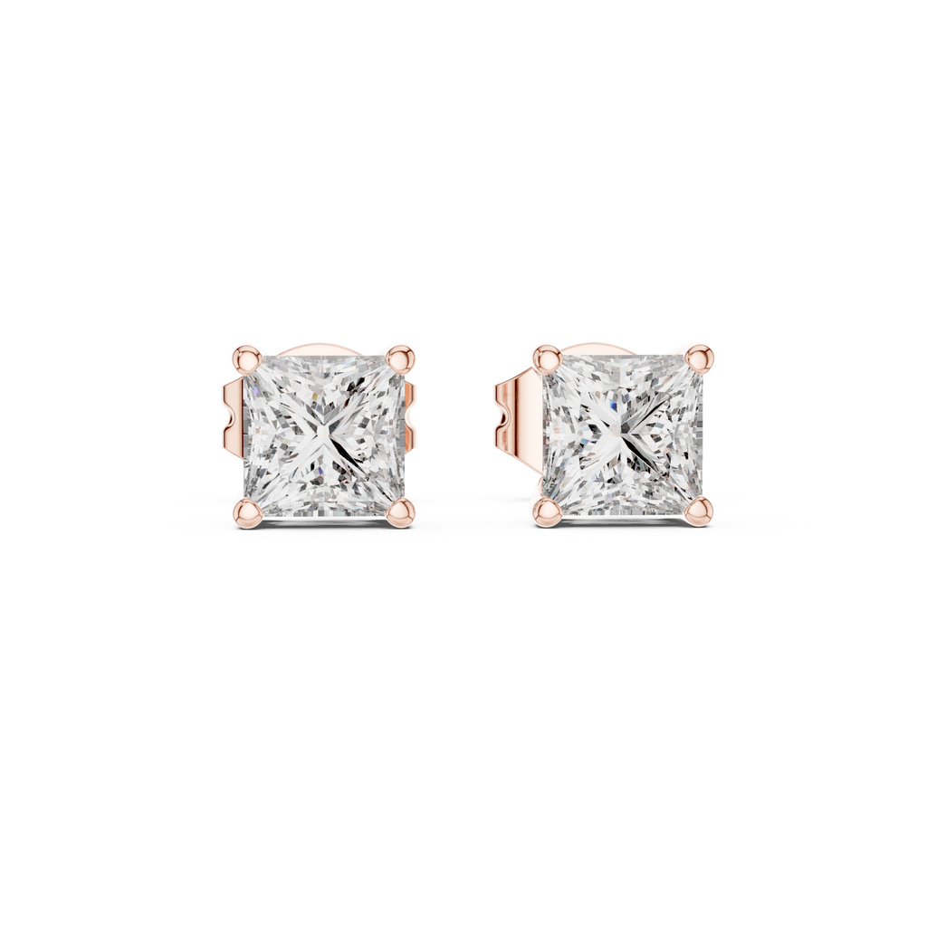 Sloane Princess Cut Lab Grown Diamond Solitaire Stud Earrings