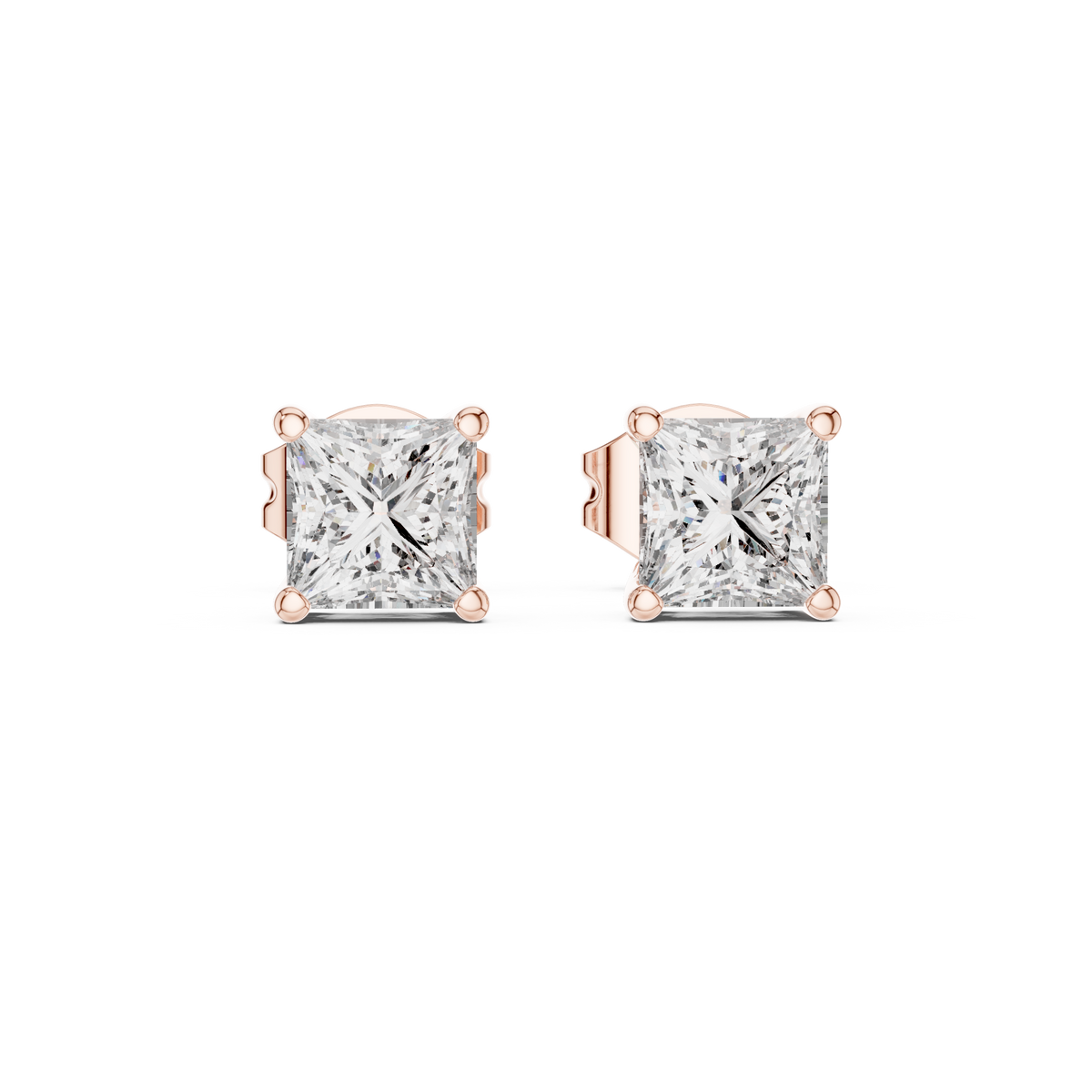 Sloane Princess Cut Lab Grown Diamond Solitaire Stud Earrings
