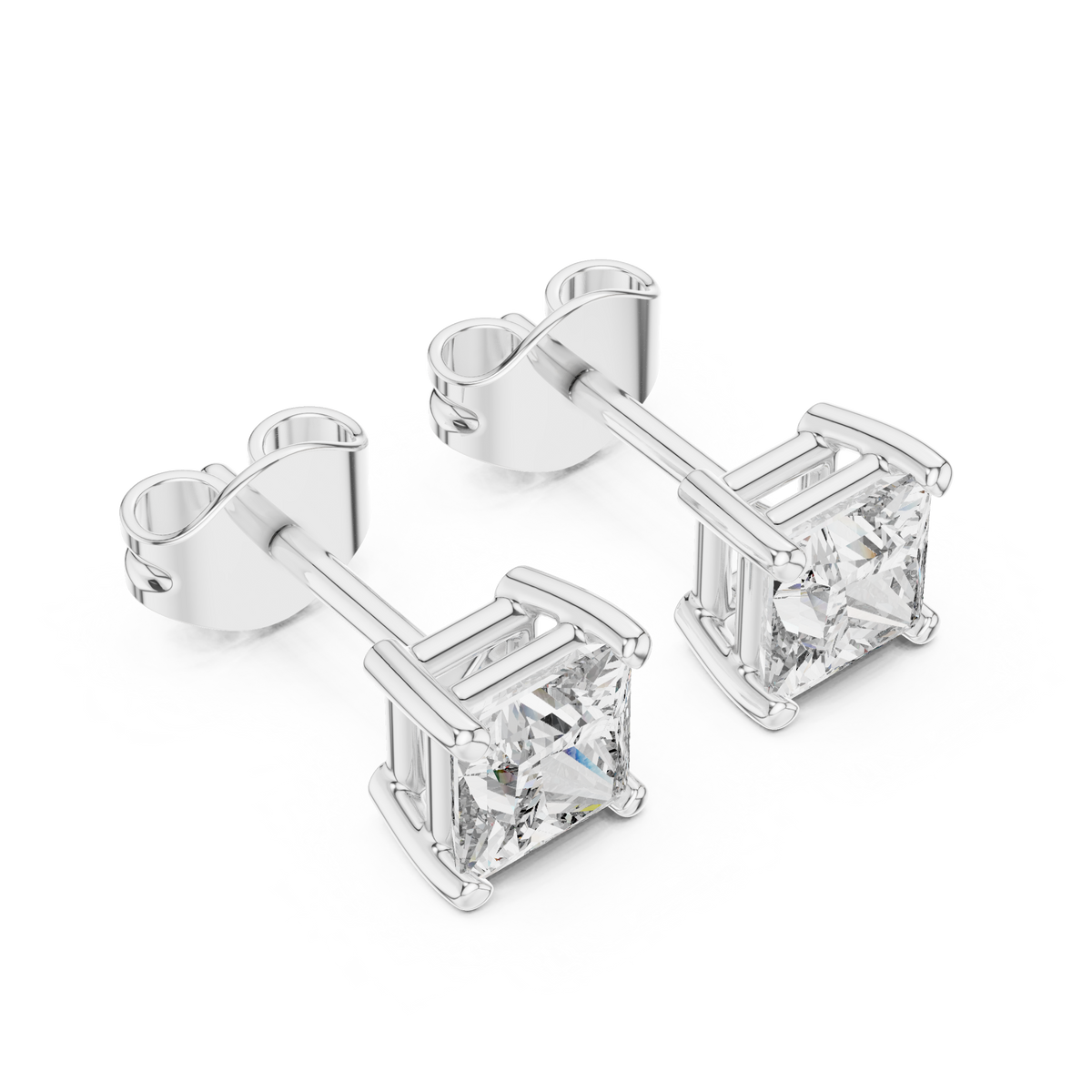 Sloane Princess Cut Lab Grown Diamond Solitaire Stud Earrings