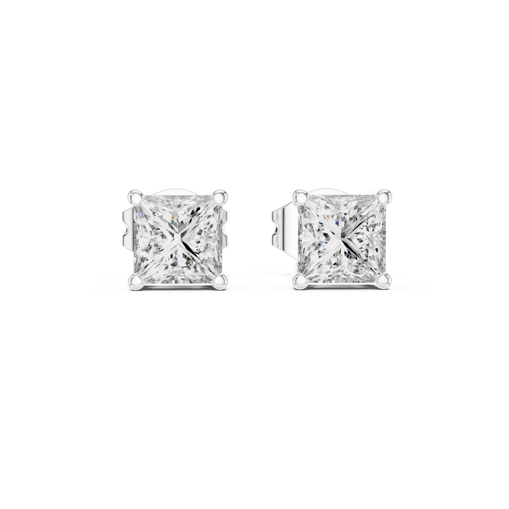 Sloane Princess Cut Lab Grown Diamond Solitaire Stud Earrings