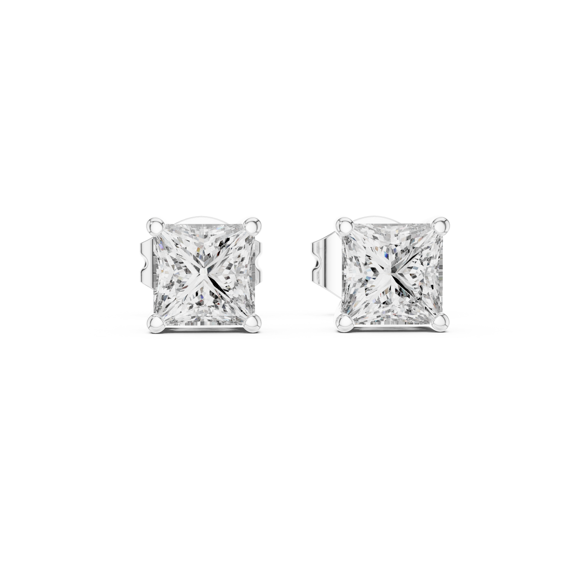 Sloane Princess Cut Lab Grown Diamond Solitaire Stud Earrings