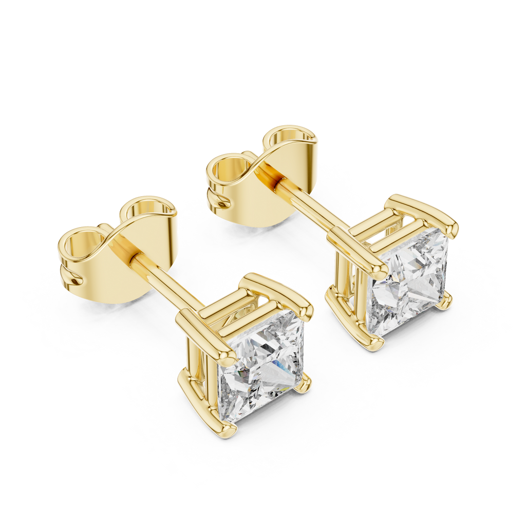 Sloane Princess Cut Lab Grown Diamond Solitaire Stud Earrings