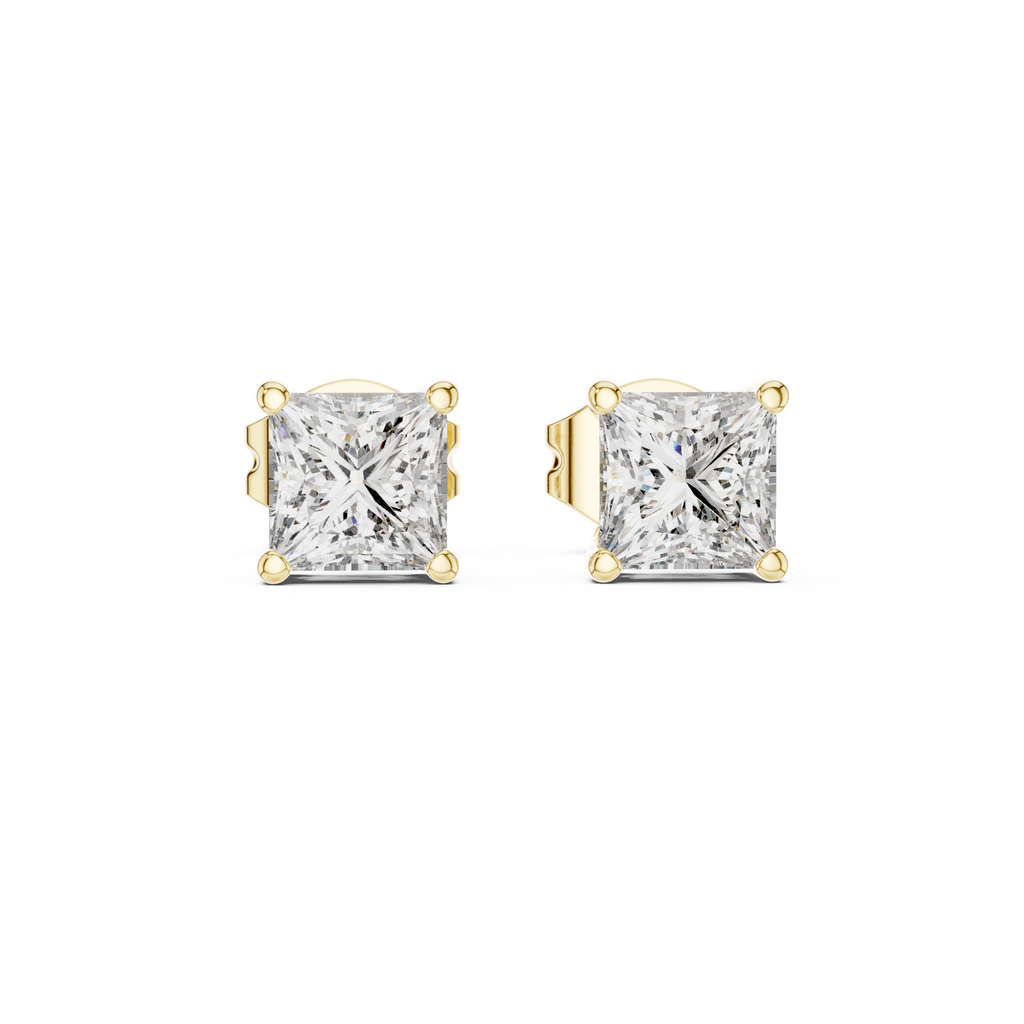 Sloane Princess Cut Lab Grown Diamond Solitaire Stud Earrings