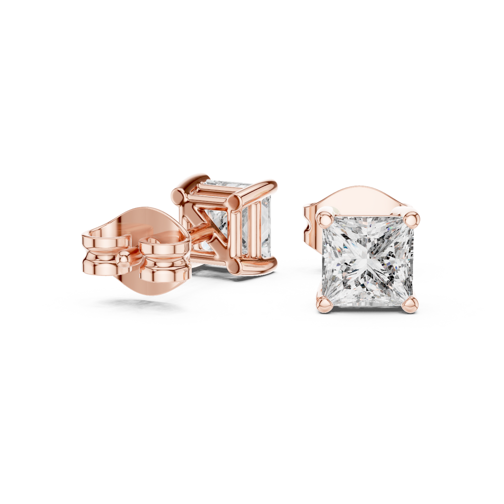 Sloane Princess Cut Lab Grown Diamond Solitaire Stud Earrings