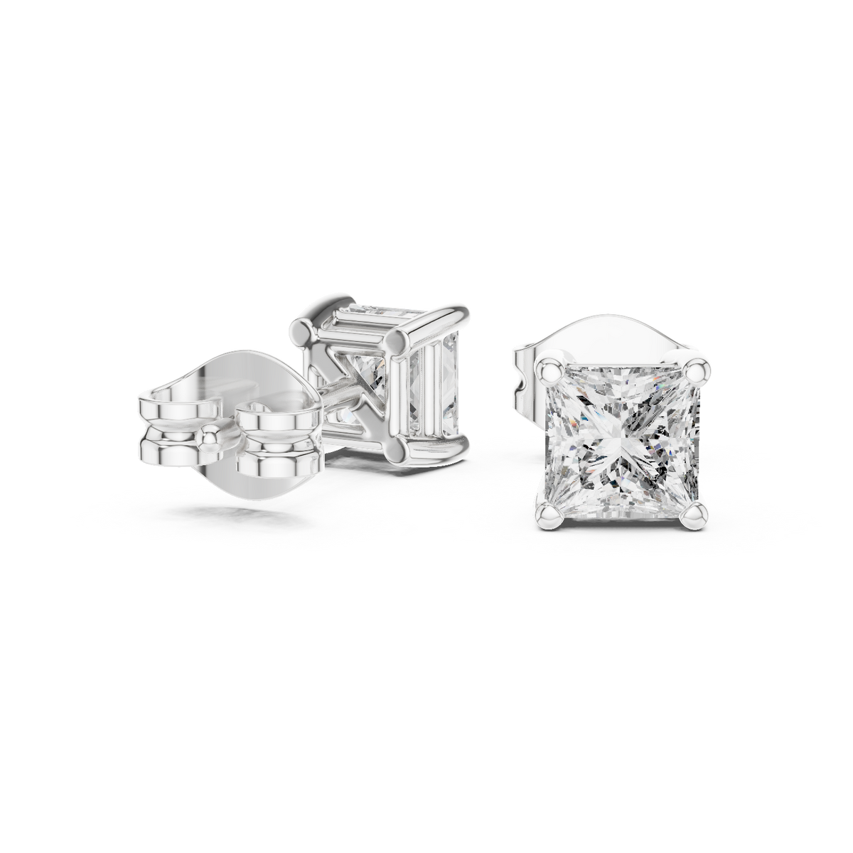 Sloane Princess Cut Lab Grown Diamond Solitaire Stud Earrings