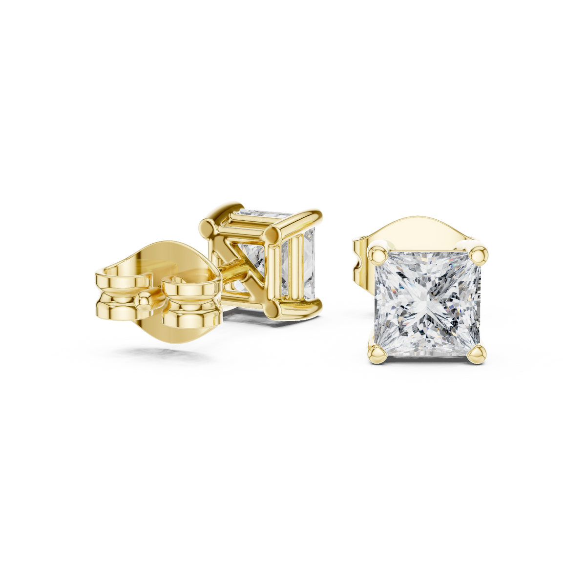 Sloane Princess Cut Lab Grown Diamond Solitaire Stud Earrings