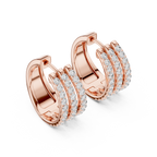 Anastasia Triple Row Lab Grown Diamond Pavé Huggie Hoop Earrings