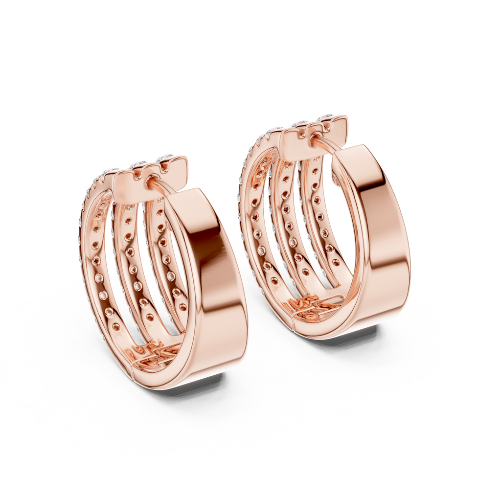 Anastasia Triple Row Lab Grown Diamond Pavé Huggie Hoop Earrings