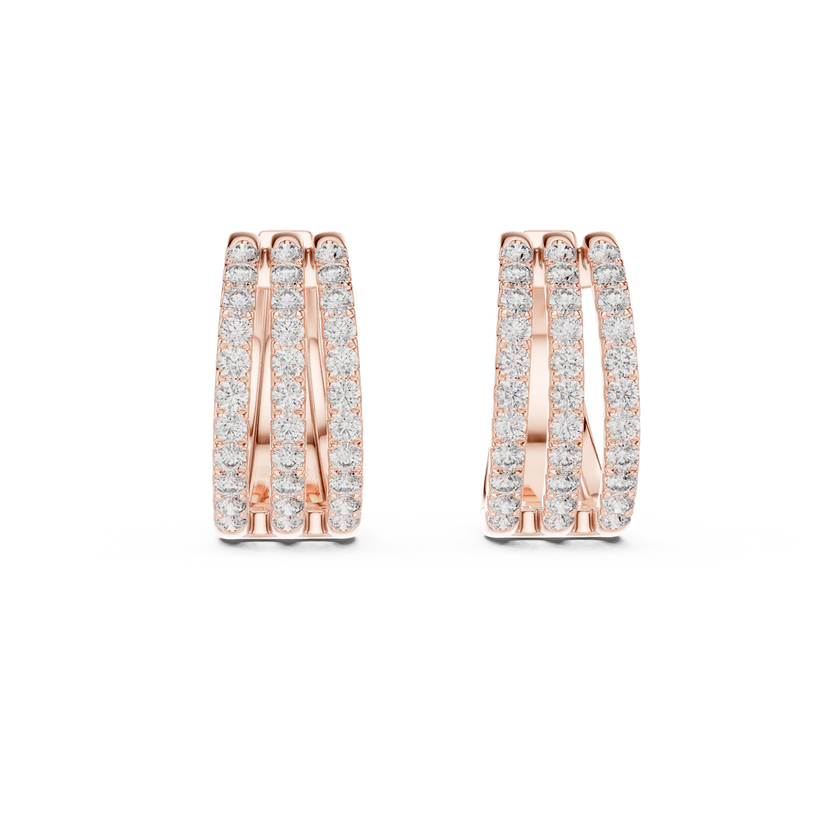 Anastasia Triple Row Lab Grown Diamond Pavé Huggie Hoop Earrings