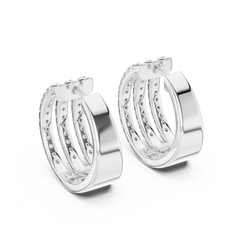 Anastasia Triple Row Lab Grown Diamond Pavé Huggie Hoop Earrings