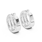 Anastasia Triple Row Lab Grown Diamond Pavé Huggie Hoop Earrings