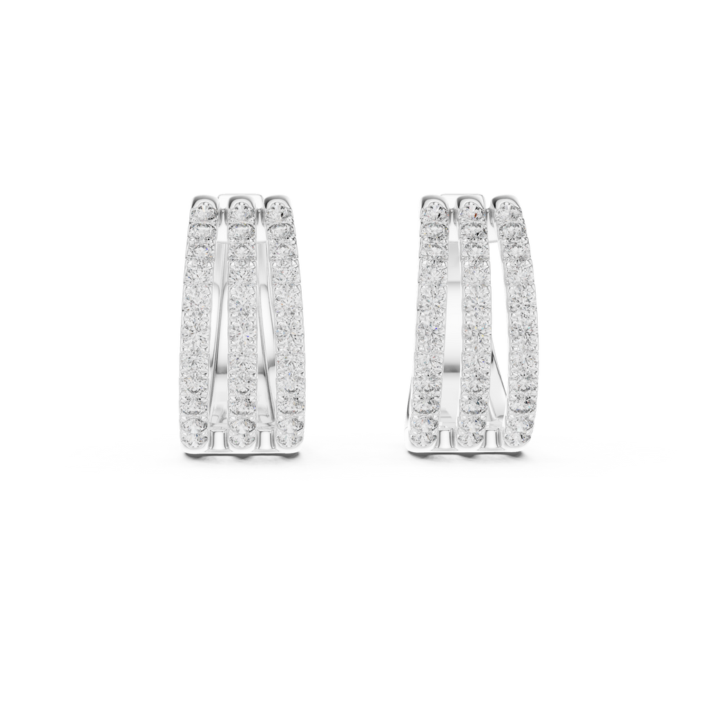 Anastasia Triple Row Lab Grown Diamond Pavé Huggie Hoop Earrings