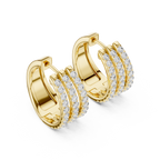 Anastasia Triple Row Lab Grown Diamond Pavé Huggie Hoop Earrings
