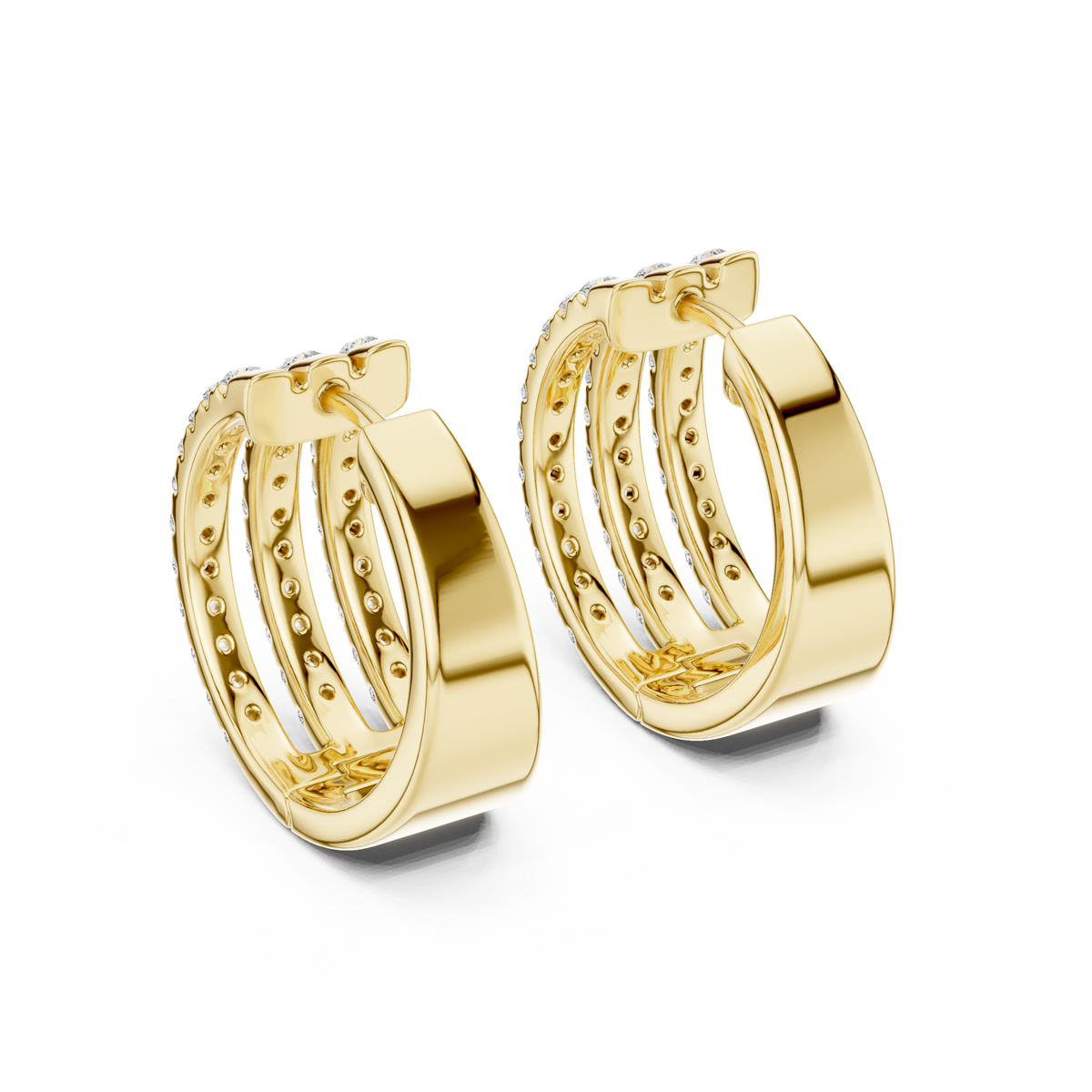 Anastasia Triple Row Lab Grown Diamond Pavé Huggie Hoop Earrings