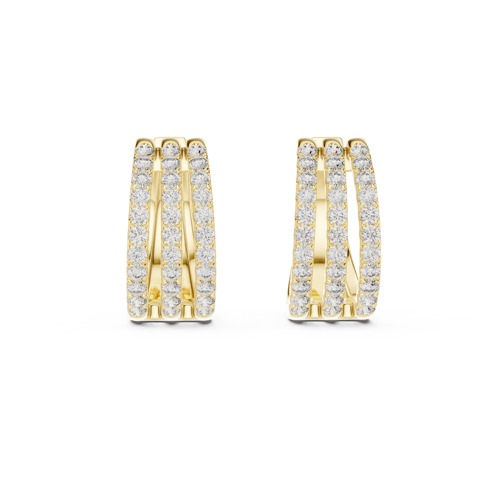 Anastasia Triple Row Lab Grown Diamond Pavé Huggie Hoop Earrings