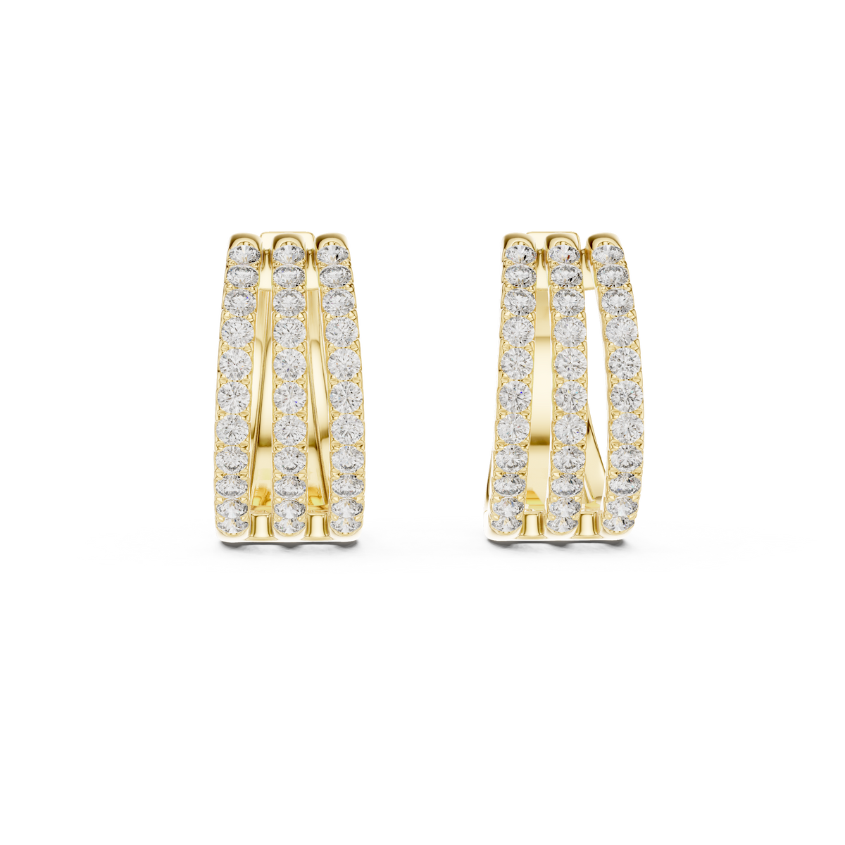 Anastasia Triple Row Lab Grown Diamond Pavé Huggie Hoop Earrings