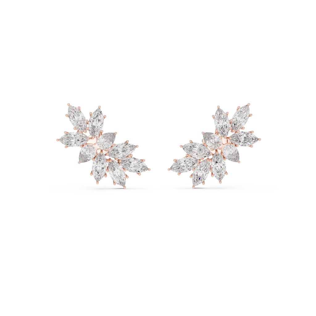 Calliope Marquise Cut Lab Grown Diamond Cluster Climber Earrings