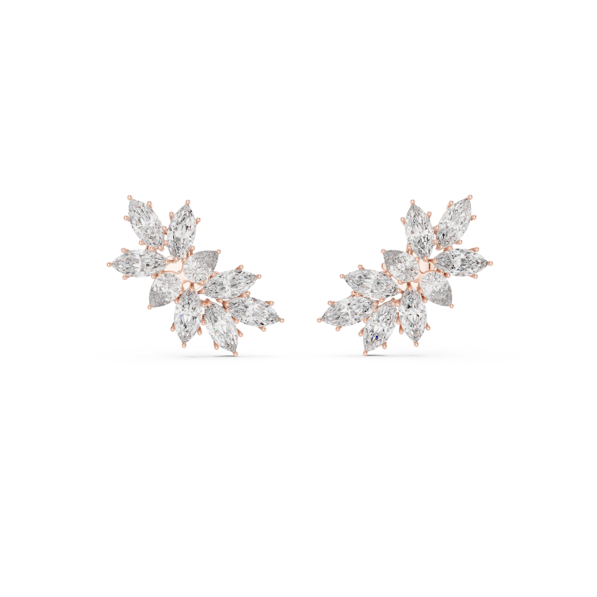 Calliope Marquise Cut Lab Grown Diamond Cluster Climber Earrings