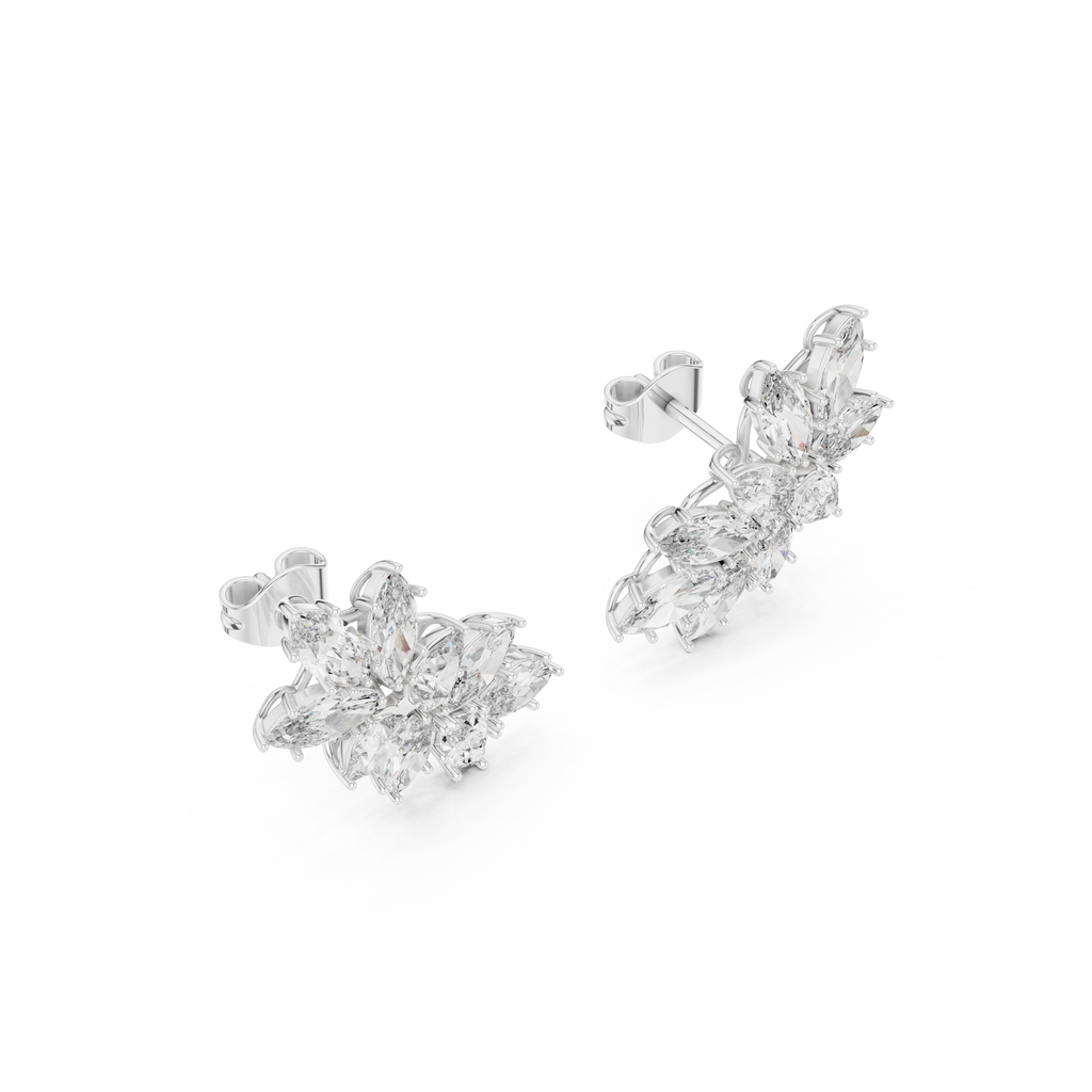 Calliope Marquise Cut Lab Grown Diamond Cluster Climber Earrings