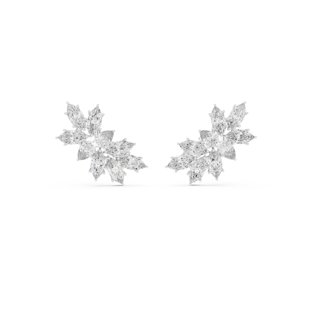 Calliope Marquise Cut Lab Grown Diamond Cluster Climber Earrings
