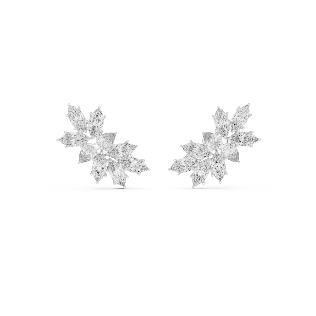 Calliope Marquise Cut Lab Grown Diamond Cluster Climber Earrings