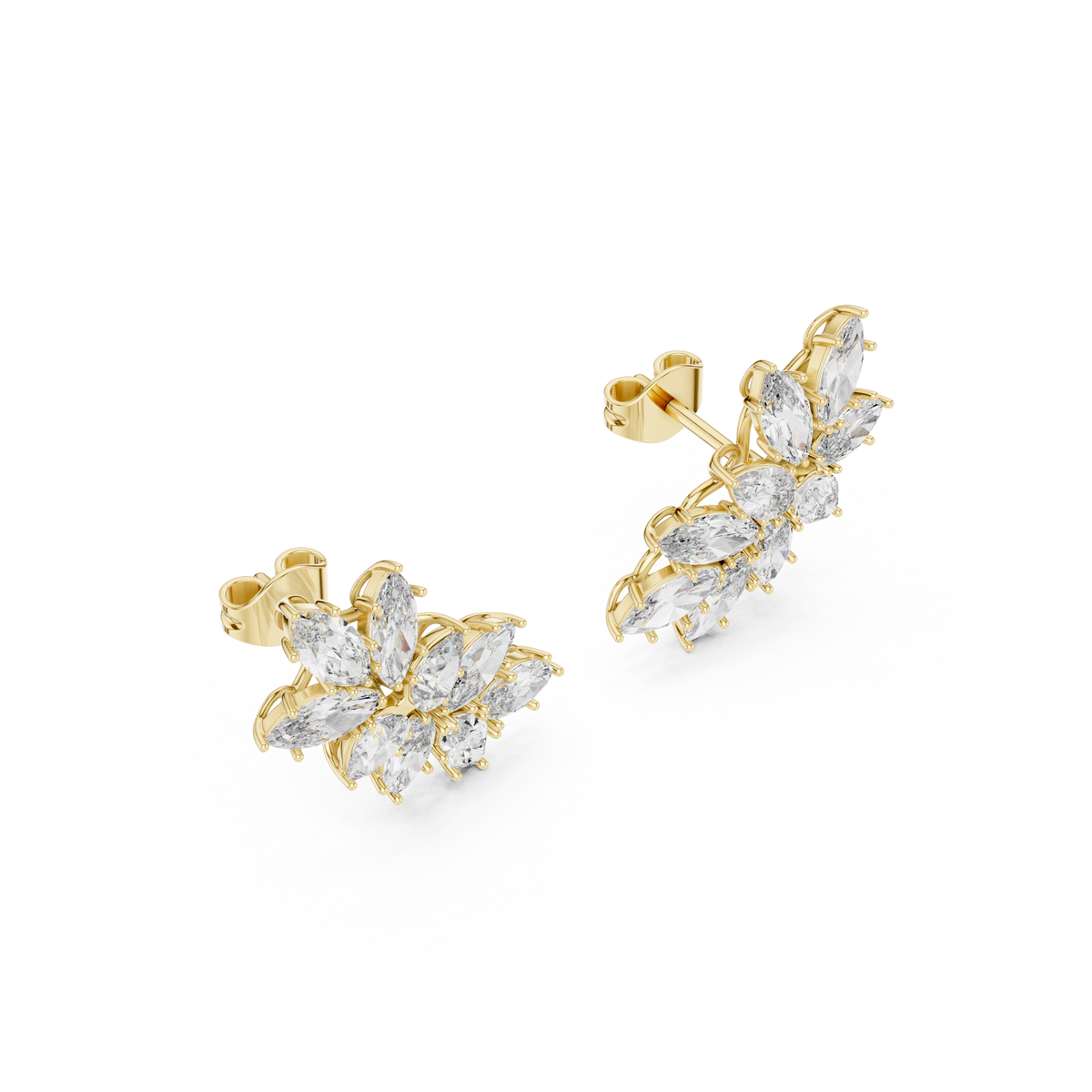 Calliope Marquise Cut Lab Grown Diamond Cluster Climber Earrings