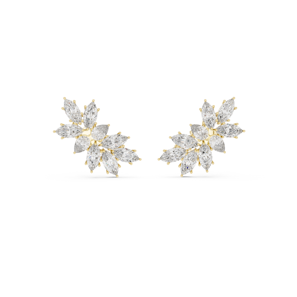 Calliope Marquise Cut Lab Grown Diamond Cluster Climber Earrings