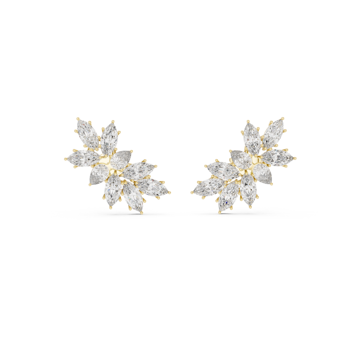 Calliope Marquise Cut Lab Grown Diamond Cluster Climber Earrings