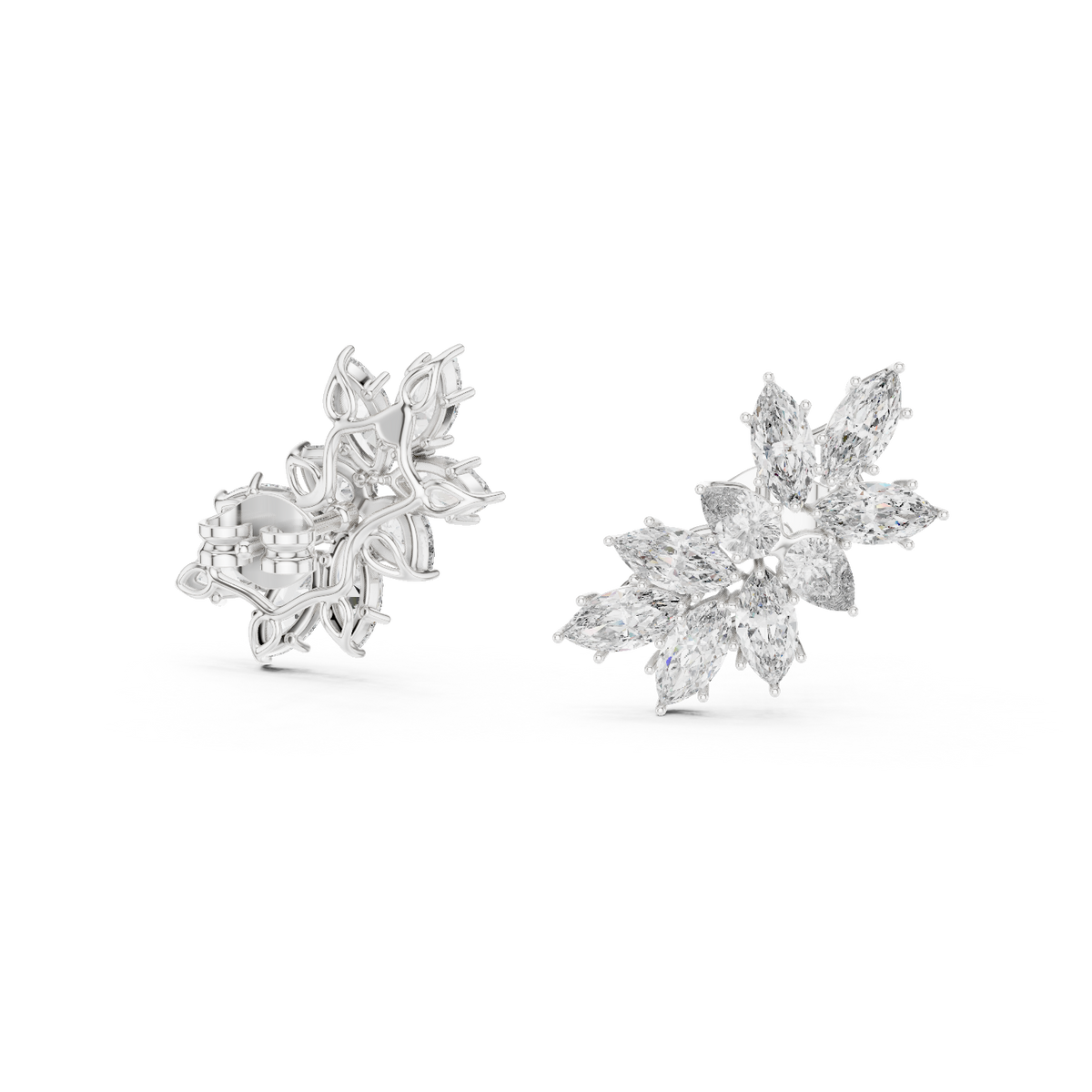 Calliope Marquise Cut Lab Grown Diamond Cluster Climber Earrings