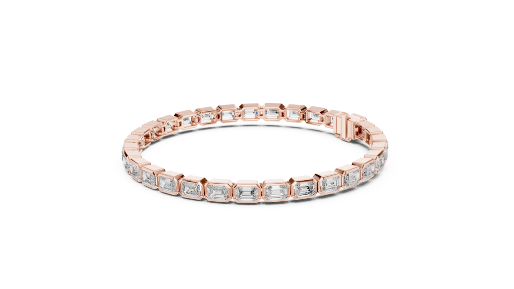 Emeraldine Emerald Cut Bezel Set Lab Grown Diamond Tennis Bracelet