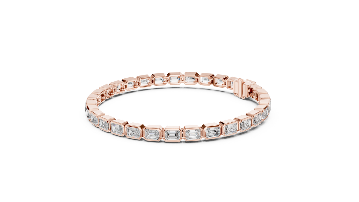 Emeraldine Emerald Cut Bezel Set Lab Grown Diamond Tennis Bracelet
