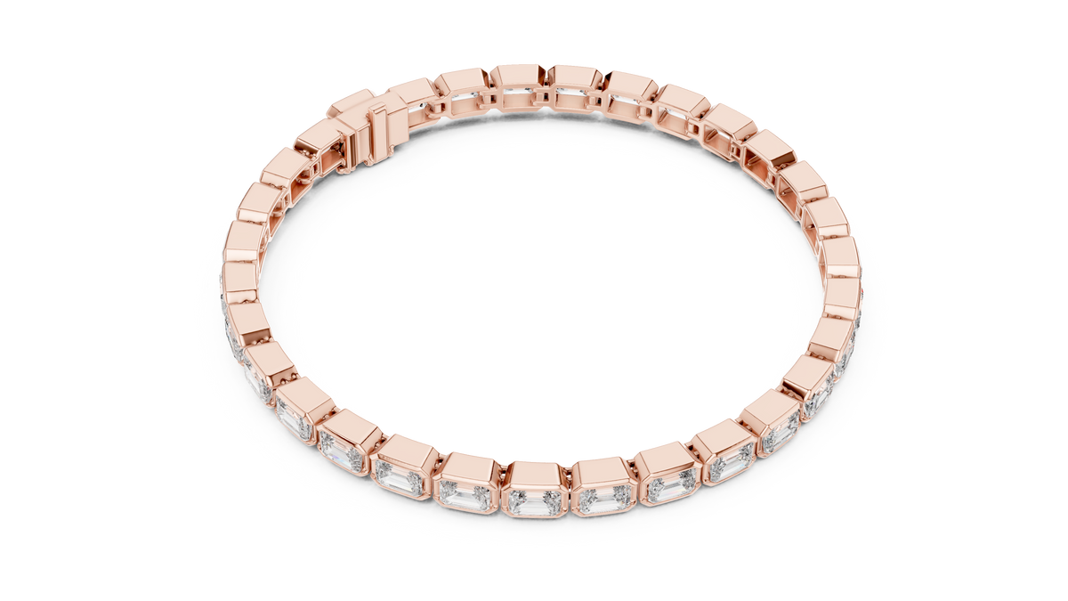 Emeraldine Emerald Cut Bezel Set Lab Grown Diamond Tennis Bracelet