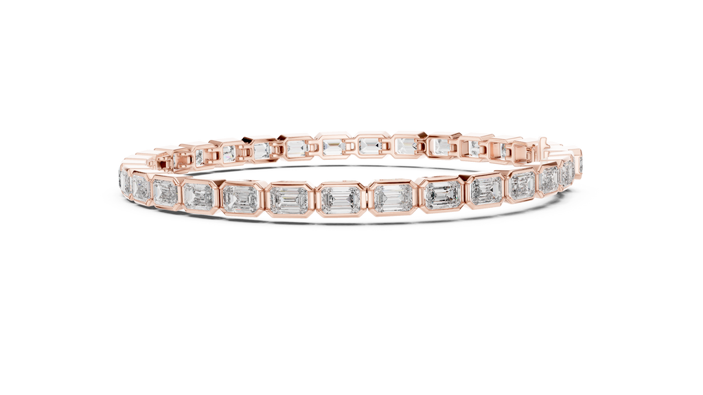 Emeraldine Emerald Cut Bezel Set Lab Grown Diamond Tennis Bracelet