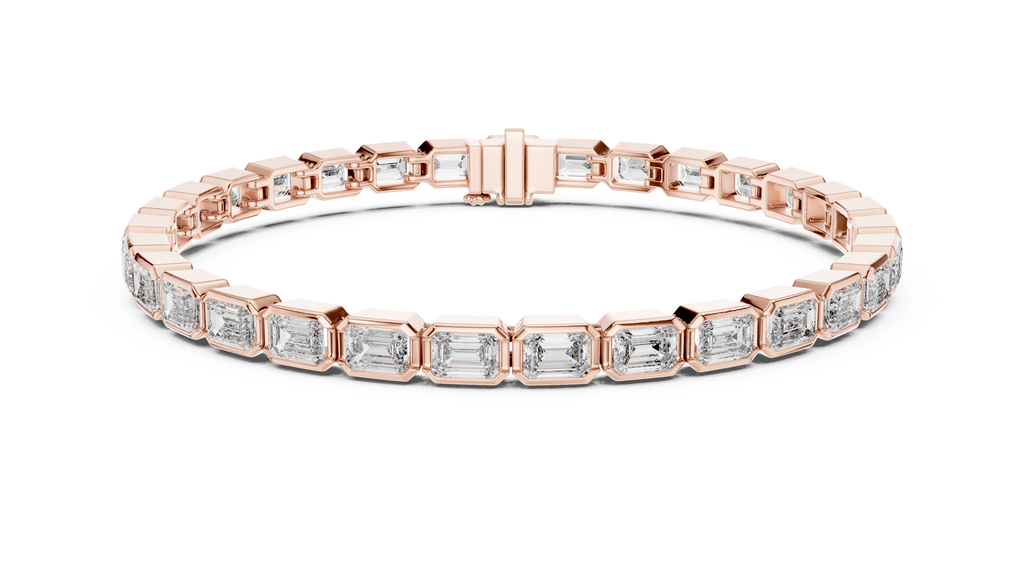 Emeraldine Emerald Cut Bezel Set Lab Grown Diamond Tennis Bracelet