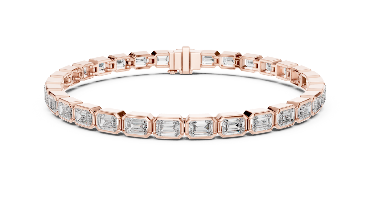 Emeraldine Emerald Cut Bezel Set Lab Grown Diamond Tennis Bracelet