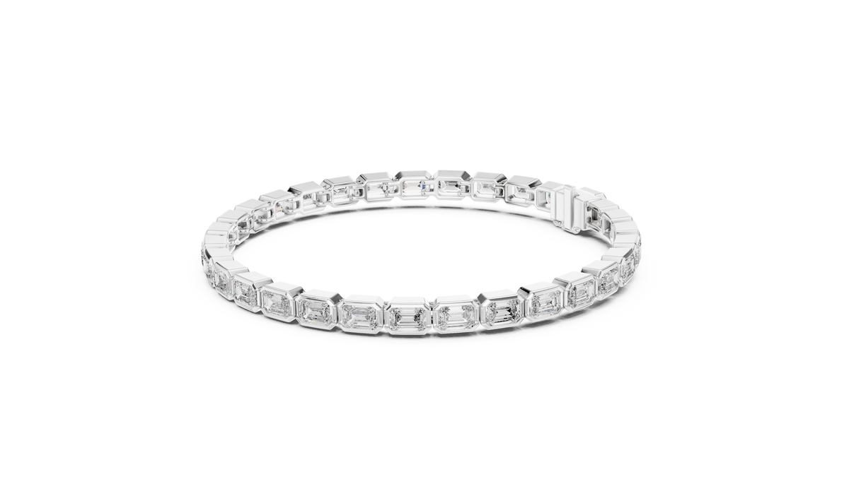 Emeraldine Emerald Cut Bezel Set Lab Grown Diamond Tennis Bracelet