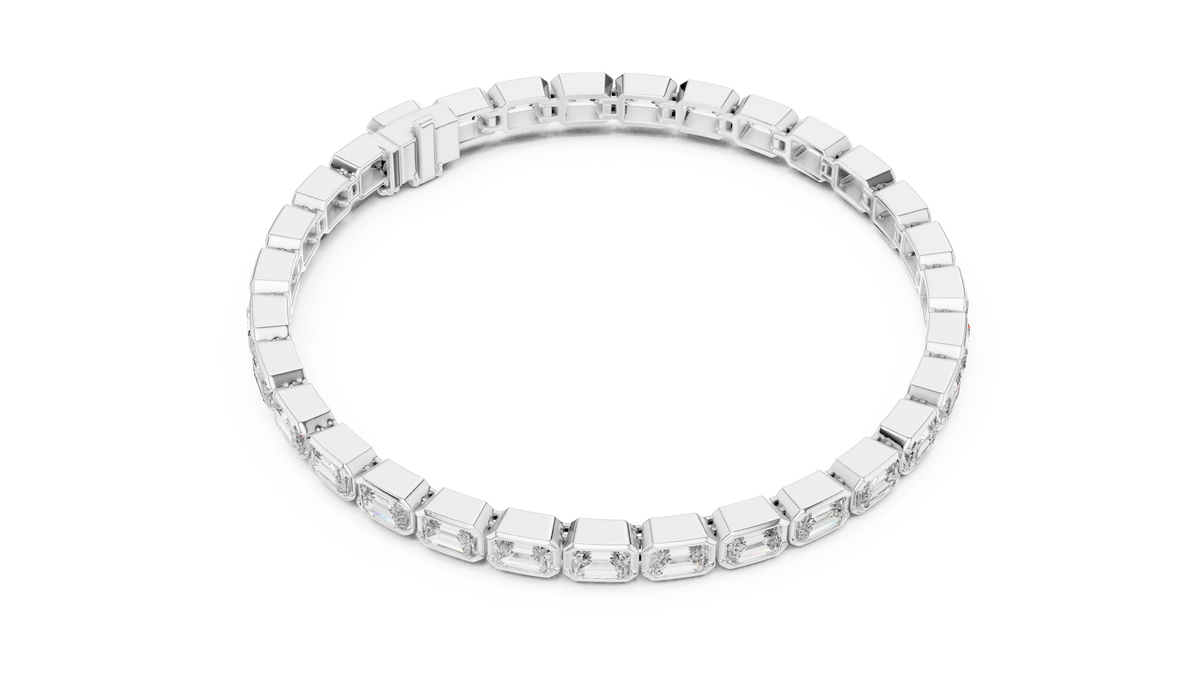 Emeraldine Emerald Cut Bezel Set Lab Grown Diamond Tennis Bracelet