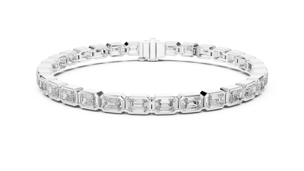 Emeraldine Emerald Cut Bezel Set Lab Grown Diamond Tennis Bracelet