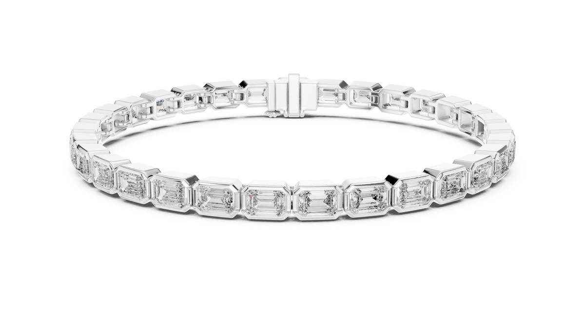 Emeraldine Emerald Cut Bezel Set Lab Grown Diamond Tennis Bracelet