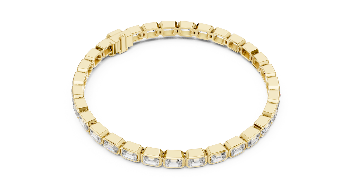 Emeraldine Emerald Cut Bezel Set Lab Grown Diamond Tennis Bracelet