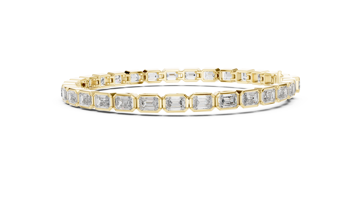 Emeraldine Emerald Cut Bezel Set Lab Grown Diamond Tennis Bracelet